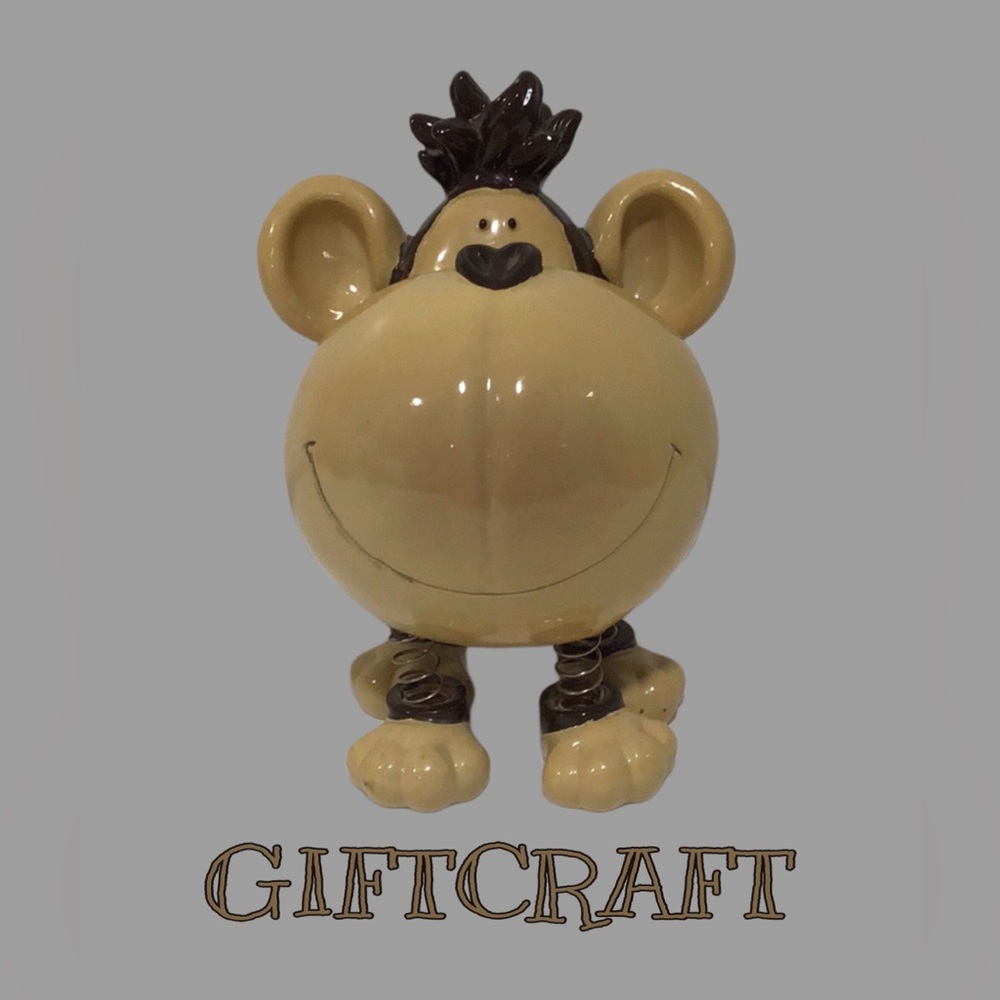 GIFTCRAFT Poly Resin Whimsical MONKEY BANK Spring Legs